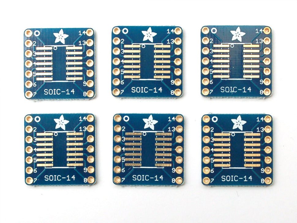 SMT Breakout PCB for SOIC-14 or TSSOP-14 - 6 Pack!