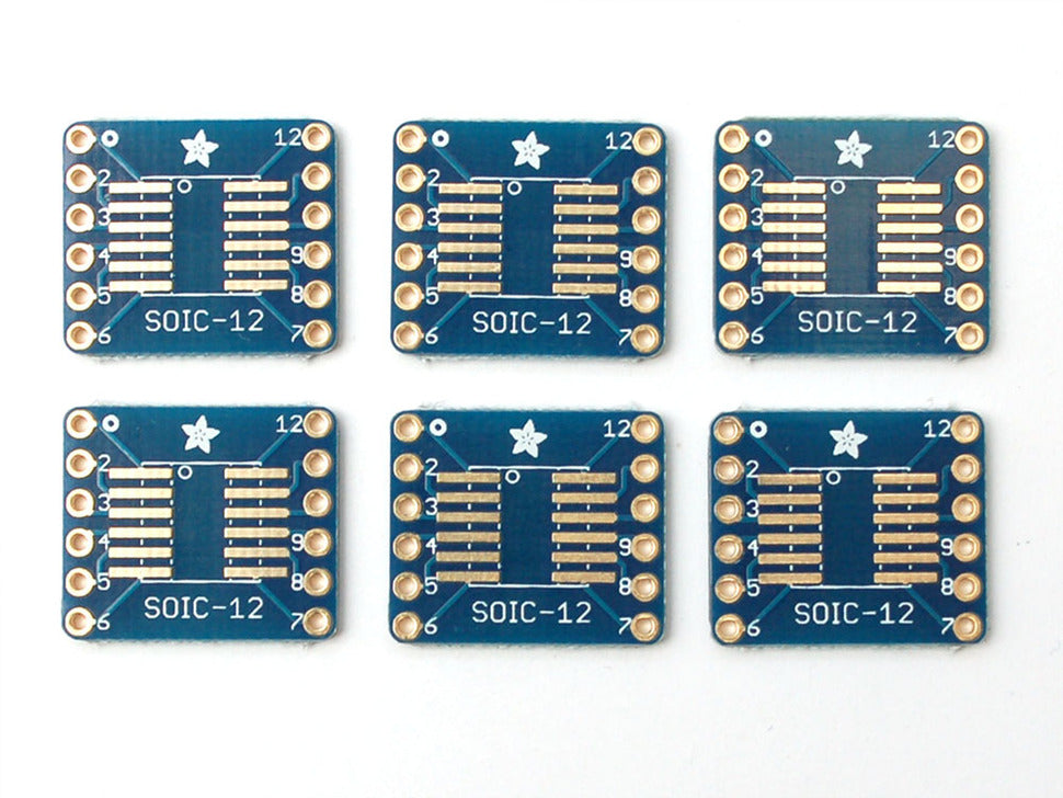 SMT Breakout PCB for SOIC-12 or TSSOP-12 - 6 Pack!