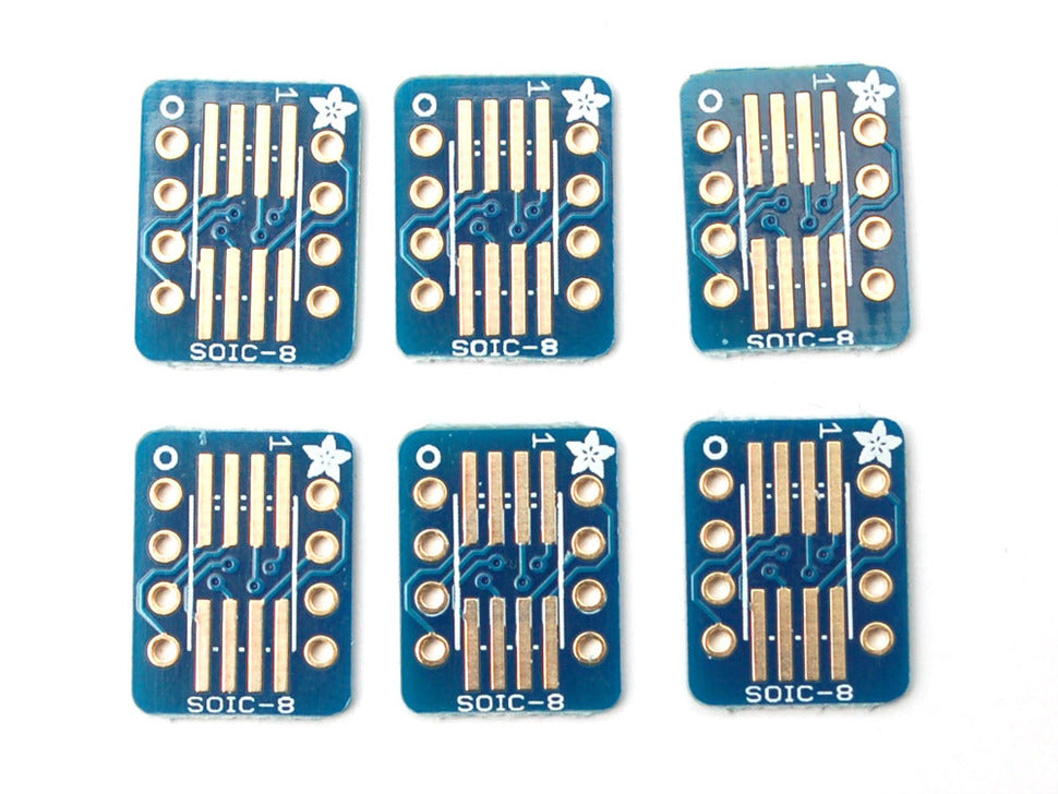 SMT Breakout PCB for SOIC-8, MSOP-8 or TSSOP-8 - 6 Pack!