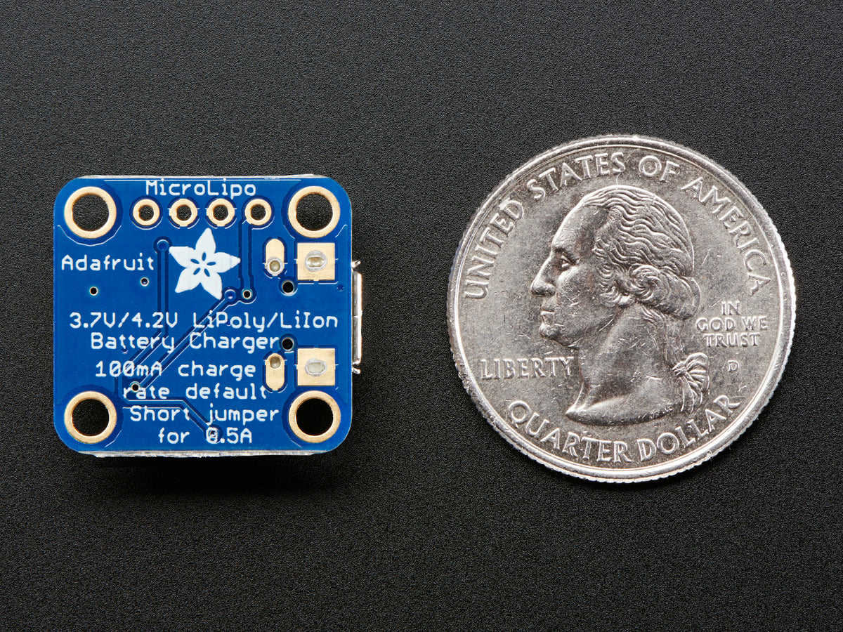Adafruit Micro Lipo w/MicroUSB Jack - USB LiIon/LiPoly charger - v1