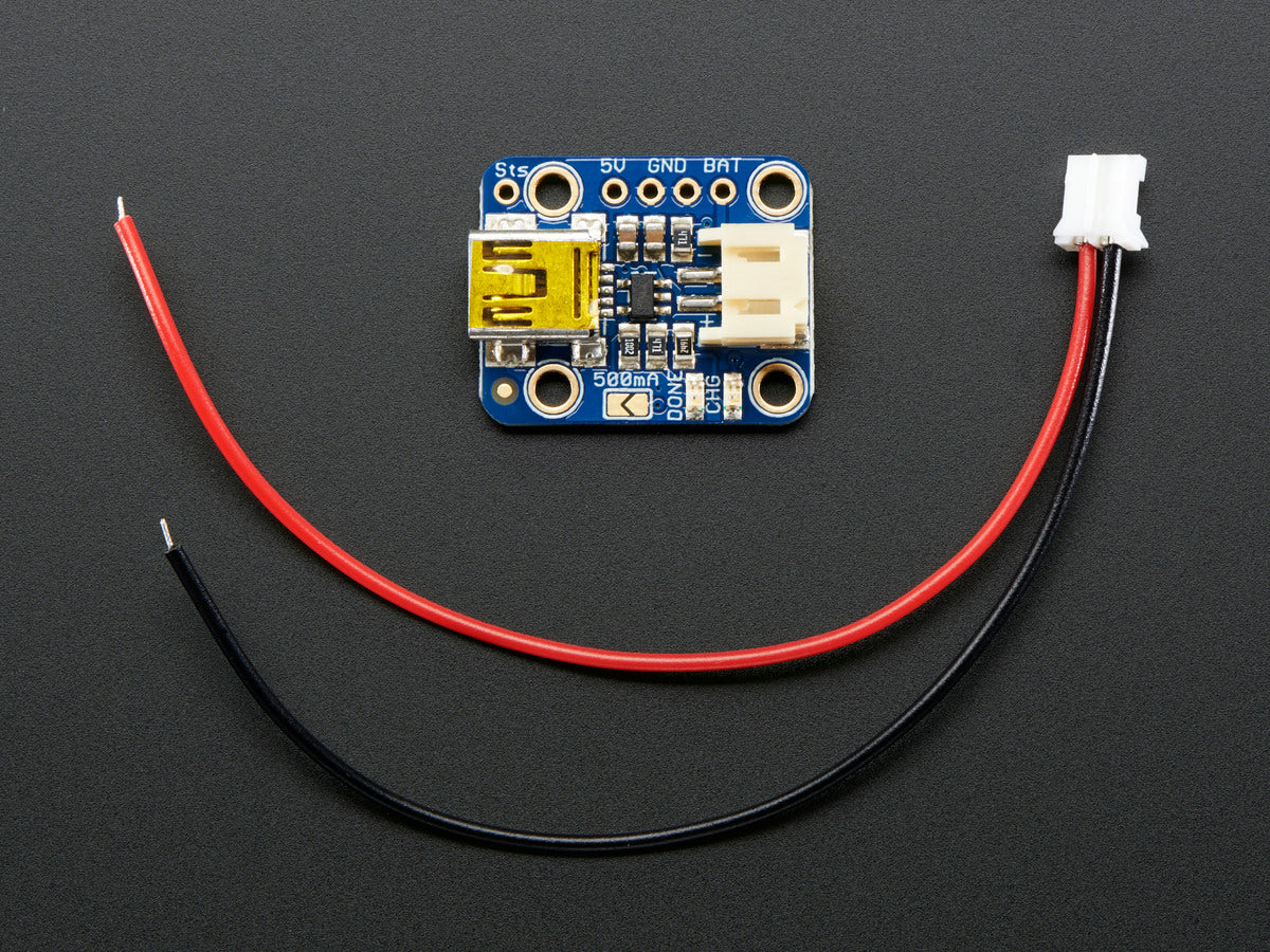 Adafruit Mini Lipo w/Mini-B USB Jack - USB LiIon/LiPoly charger - v1