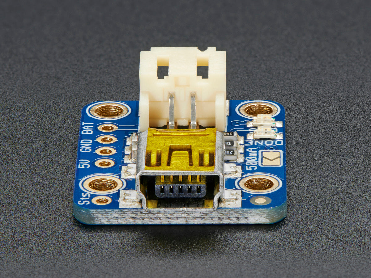 Adafruit Mini Lipo w/Mini-B USB Jack - USB LiIon/LiPoly charger - v1