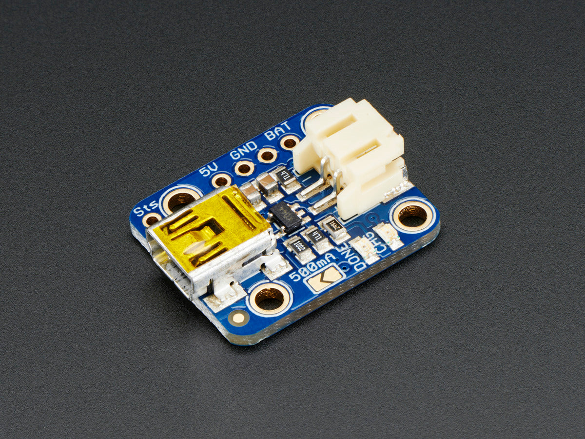 Adafruit Mini Lipo w/Mini-B USB Jack - USB LiIon/LiPoly charger - v1