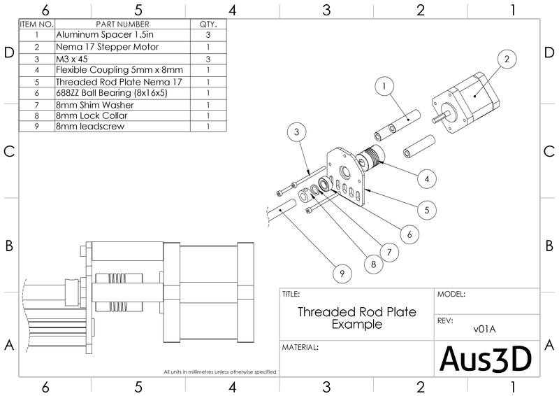 Threaded Rod Plate - NEMA 17