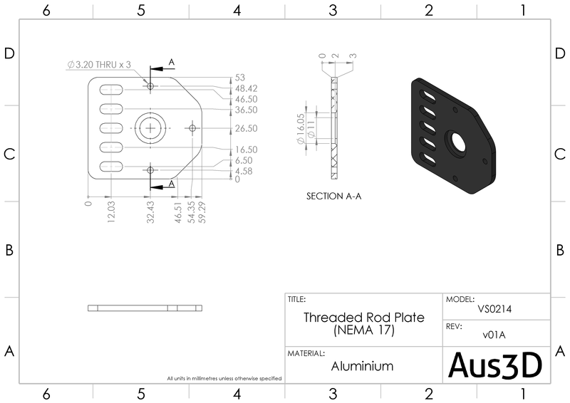 Threaded Rod Plate - NEMA 17