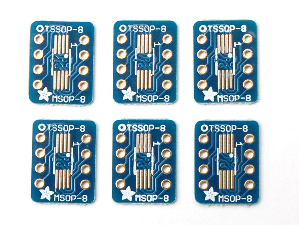 SMT Breakout PCB for SOIC-8, MSOP-8 or TSSOP-8 - 6 Pack!